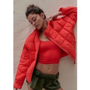Free People Movement Pippa Packable Puffer NWT sz S in red/orange “Maraschino”.